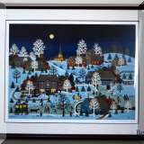 A01. Limited edition signed lithograph by Jane Wooster Scott. Winter's Eve in Hoot Owl Hollow. 34”h x 42”w - $295 
